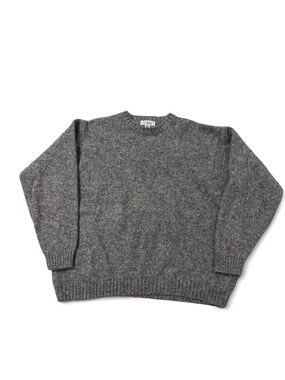 Vintage L.L Bean pure new Shetland wool crewneck sweater grey XL made in Ireland